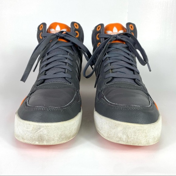 ADIDAS HIGH TOP GRAY WHITE AND ORANGE SNEAKERS MEN’S SIZE 8.5 - Picture 7 of 11